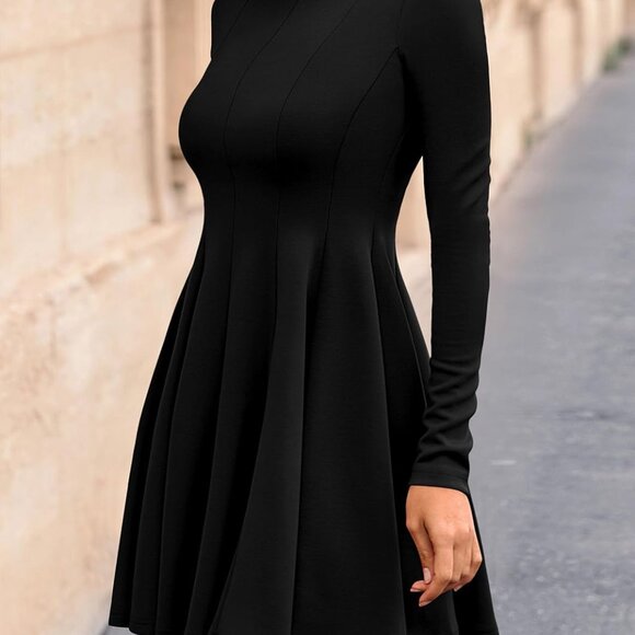 Women's Fall Elegant A Line Mini Dress Long Sleeve Wedding Party Chic - Picture 3 of 8